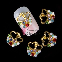 Decoratiuni 3D Metalice 094 Inimioare Aurii cu Stras 